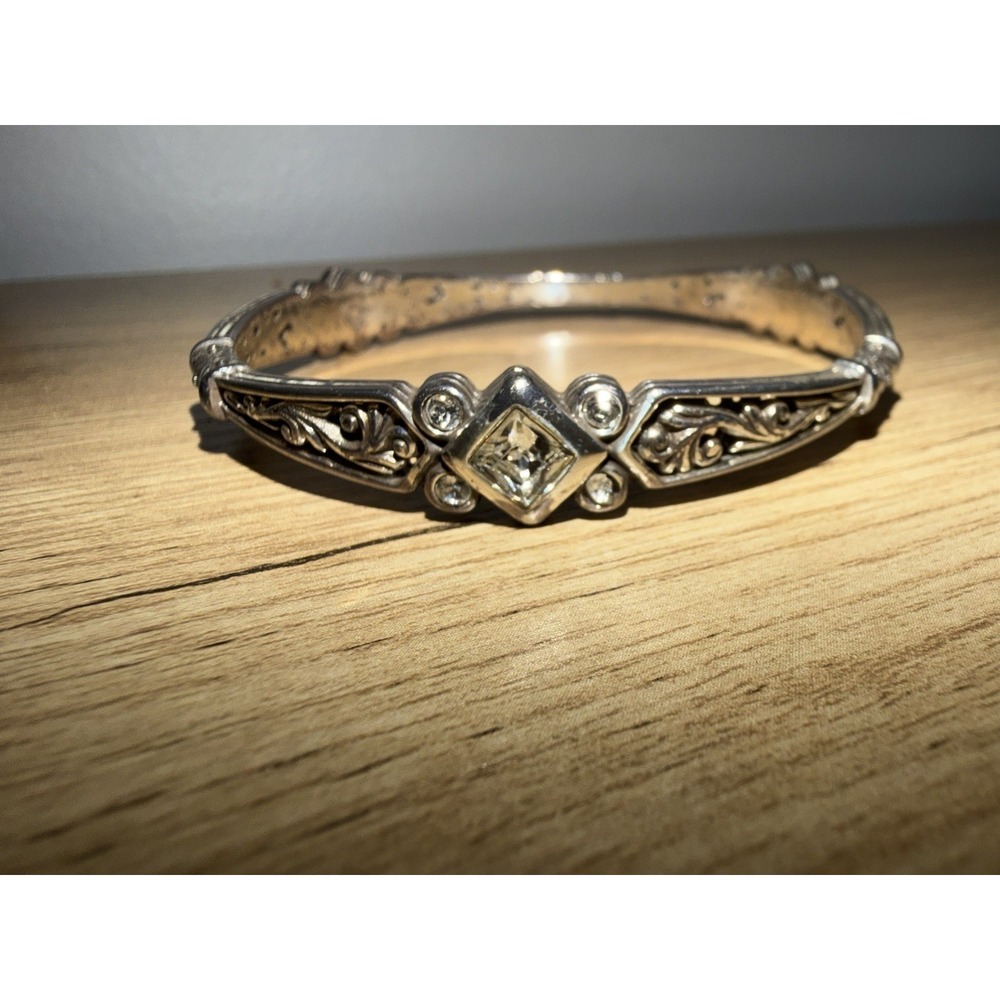 Brighton Zoe Bangle Bracelet - Silver Tone and Crystal Swarovski 8"